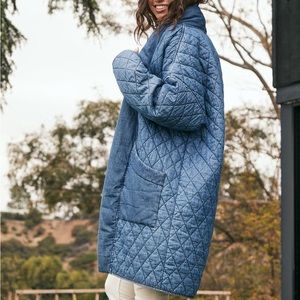 Fifteen Twenty Quilted Denim Chambray Coat Jacket